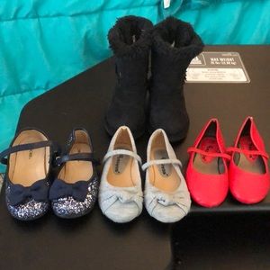 4 pair toddler girls shoes & boots size 8